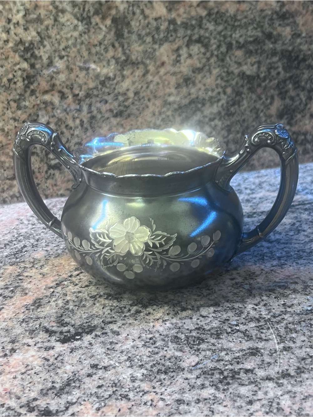 Late Victorian Antique Homan Silver Plate Co. Quadruple Plate Open Sugar Bowl